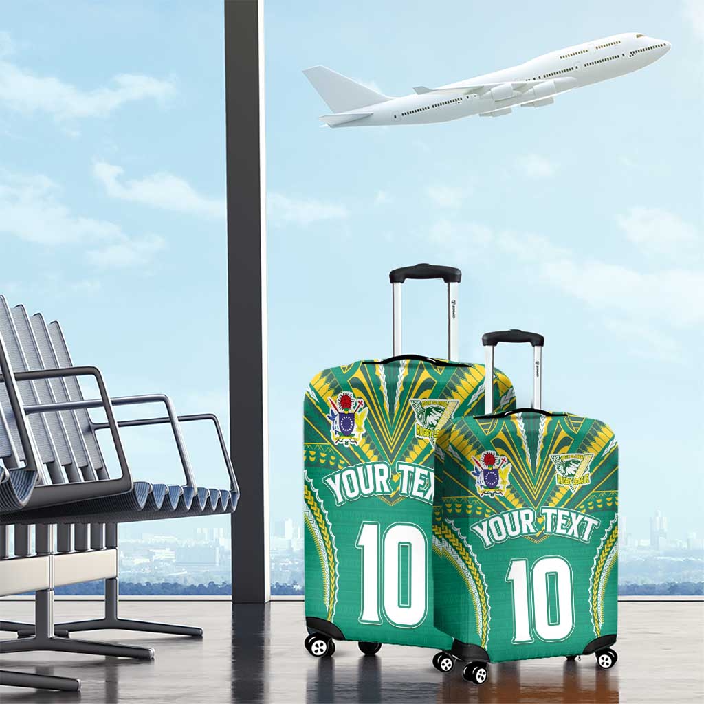 Custom Cook Islands Rugby Luggage Cover Tatau Art Sport Style Green Color