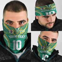 Custom Cook Islands Rugby Neck Gaiter Tatau Art Sport Style Green Color LT03 - Polynesian Pride
