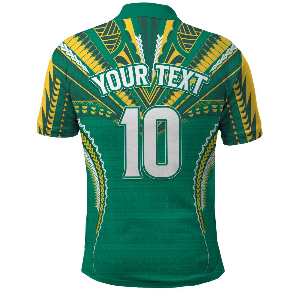 Custom Cook Islands Rugby Polo Shirt Tatau Art Sport Style Green Color