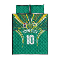 Custom Cook Islands Rugby Quilt Bed Set Tatau Art Sport Style Green Color