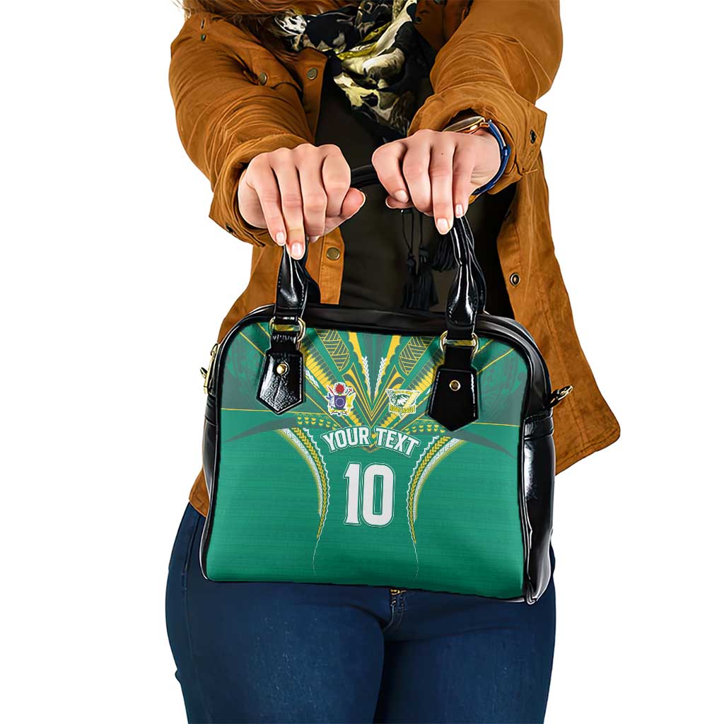 Custom Cook Islands Rugby Shoulder Handbag Tatau Art Sport Style Green Color