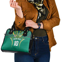 Custom Cook Islands Rugby Shoulder Handbag Tatau Art Sport Style Green Color