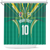Custom Cook Islands Rugby Shower Curtain Tatau Art Sport Style Green Color LT03 Green - Polynesian Pride