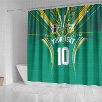 Custom Cook Islands Rugby Shower Curtain Tatau Art Sport Style Green Color LT03 - Polynesian Pride