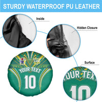 Custom Cook Islands Rugby Spare Tire Cover Tatau Art Sport Style Green Color