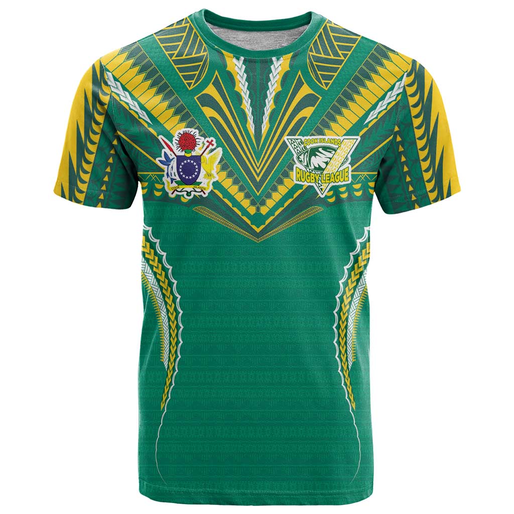 Custom Cook Islands Rugby T Shirt Tatau Art Sport Style Green Color LT03 Green - Polynesian Pride