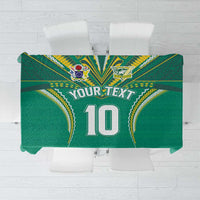 Custom Cook Islands Rugby Tablecloth Tatau Art Sport Style Green Color LT03 Green - Polynesian Pride