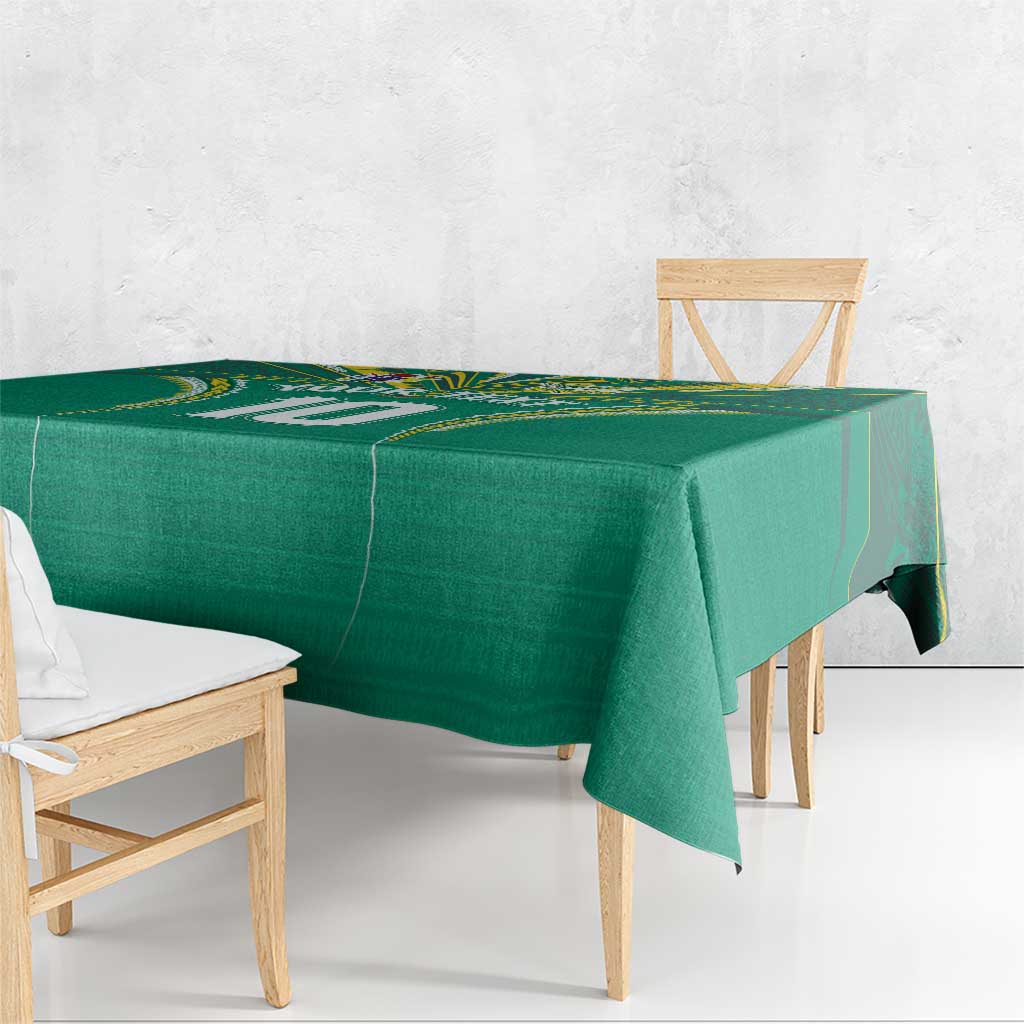 Custom Cook Islands Rugby Tablecloth Tatau Art Sport Style Green Color LT03 - Polynesian Pride