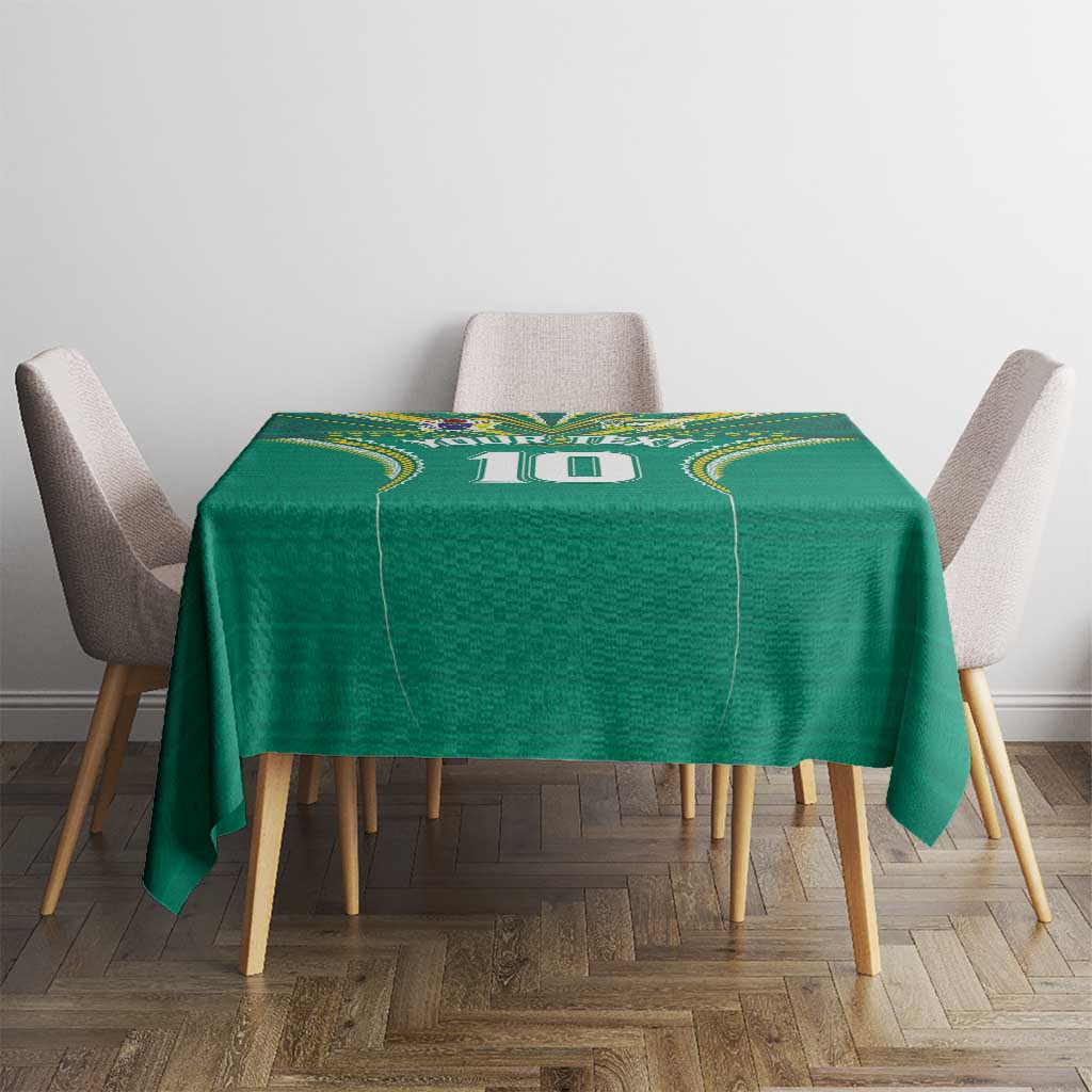 Custom Cook Islands Rugby Tablecloth Tatau Art Sport Style Green Color LT03 - Polynesian Pride