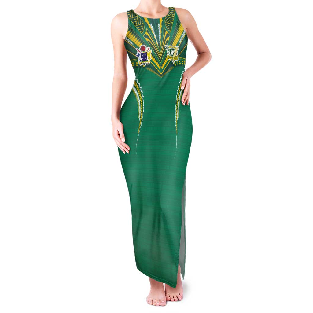 Custom Cook Islands Rugby Tank Maxi Dress Tatau Art Sport Style Green Color