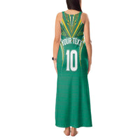 Custom Cook Islands Rugby Tank Maxi Dress Tatau Art Sport Style Green Color