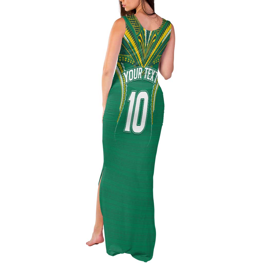 Custom Cook Islands Rugby Tank Maxi Dress Tatau Art Sport Style Green Color