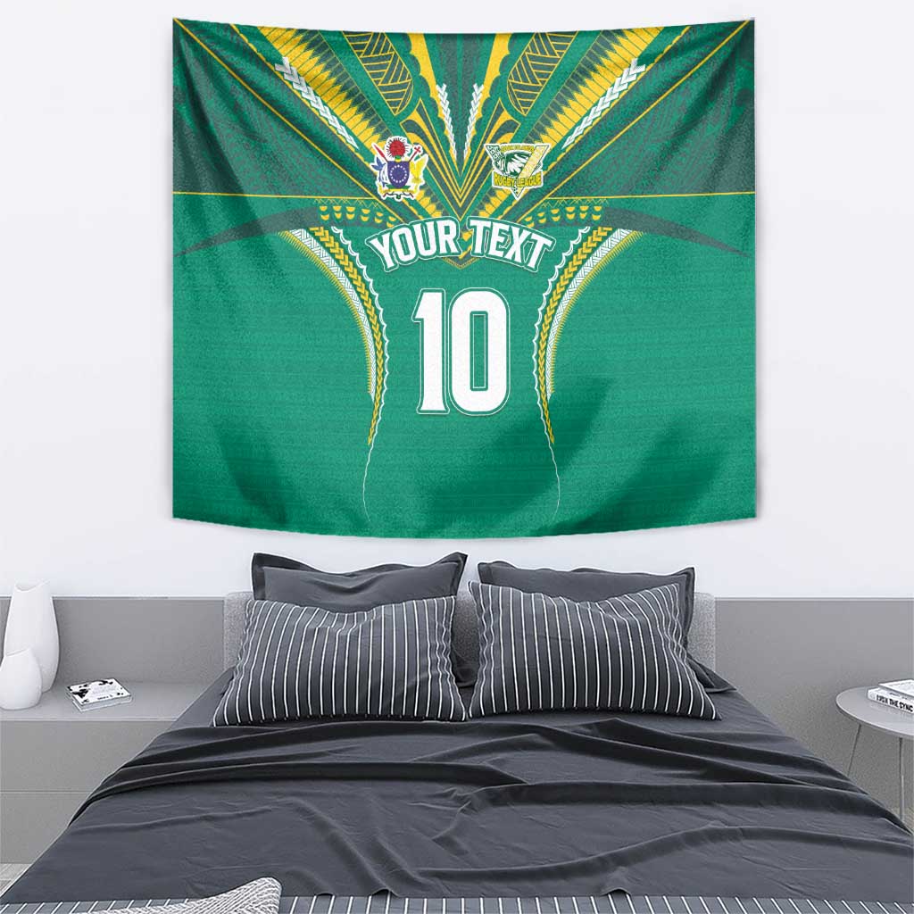 Custom Cook Islands Rugby Tapestry Tatau Art Sport Style Green Color LT03 - Polynesian Pride
