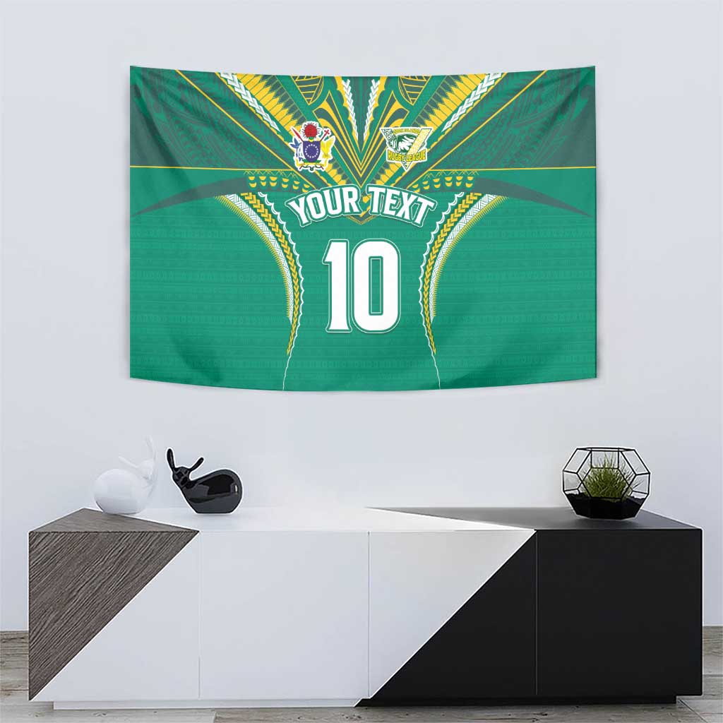 Custom Cook Islands Rugby Tapestry Tatau Art Sport Style Green Color LT03 - Polynesian Pride