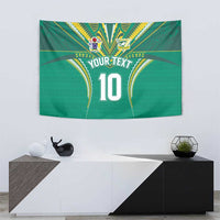 Custom Cook Islands Rugby Tapestry Tatau Art Sport Style Green Color LT03 - Polynesian Pride