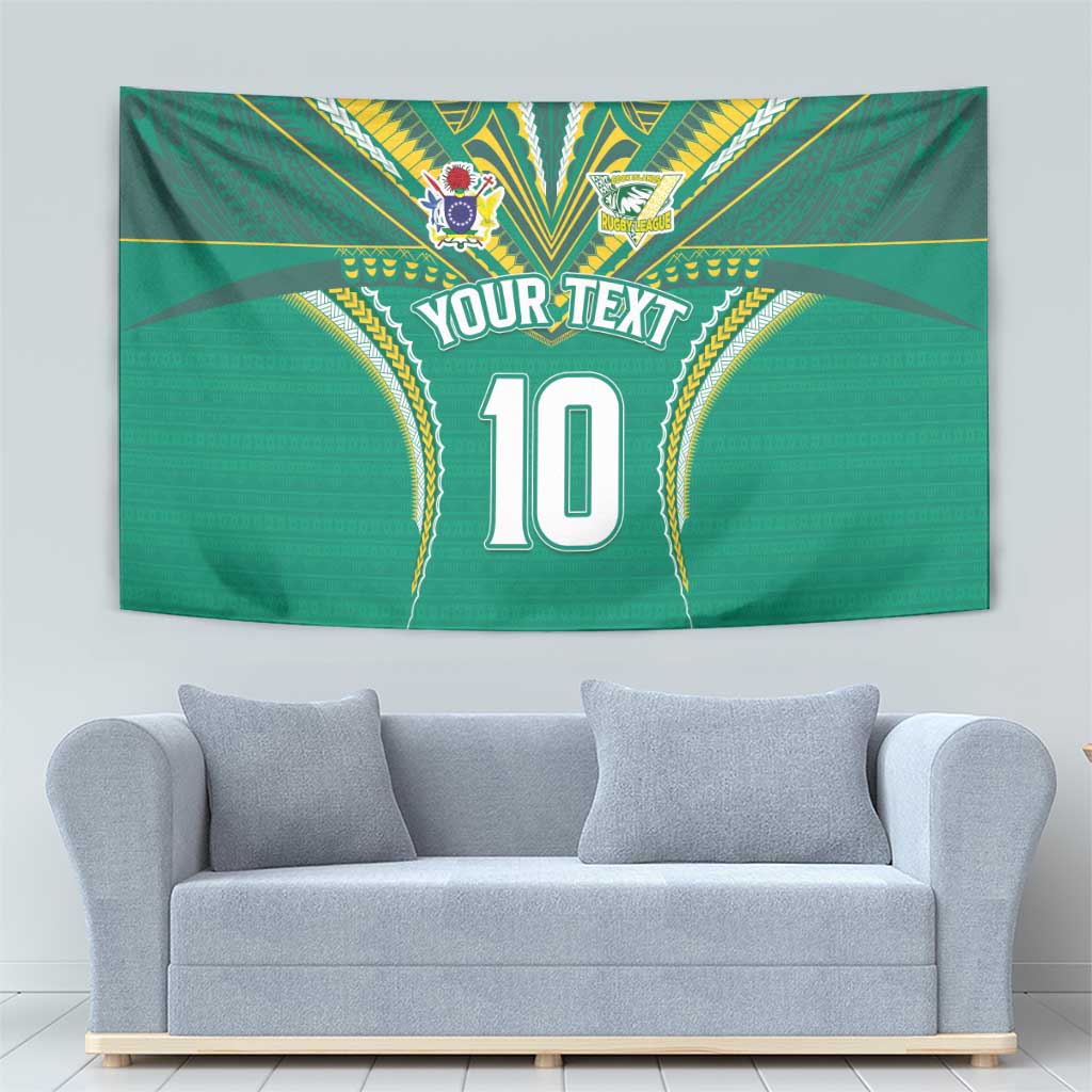 Custom Cook Islands Rugby Tapestry Tatau Art Sport Style Green Color LT03 - Polynesian Pride