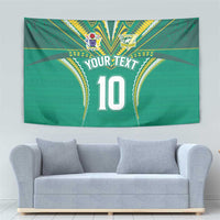 Custom Cook Islands Rugby Tapestry Tatau Art Sport Style Green Color LT03 - Polynesian Pride