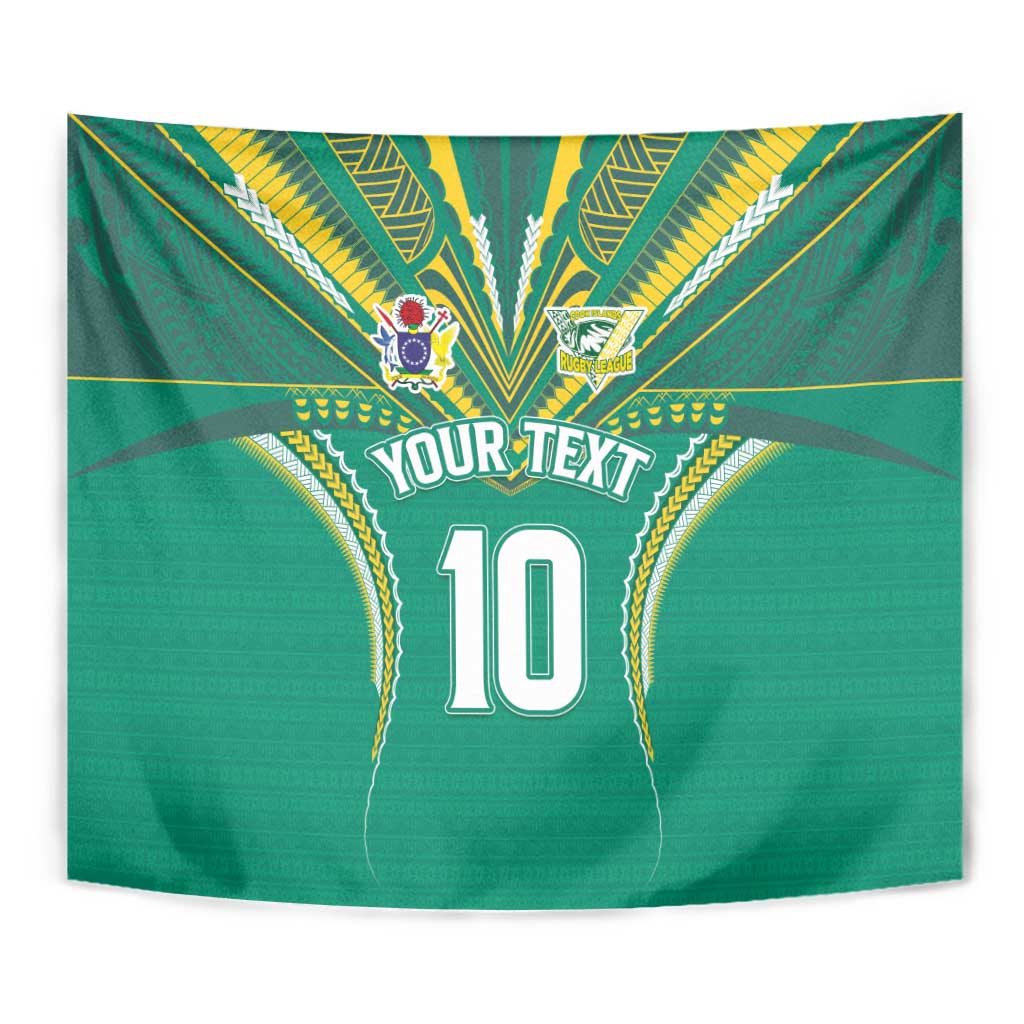 Custom Cook Islands Rugby Tapestry Tatau Art Sport Style Green Color LT03 - Polynesian Pride