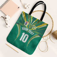 Custom Cook Islands Rugby Tote Bag Tatau Art Sport Style Green Color LT03 Black Strap One Size Green - Polynesian Pride