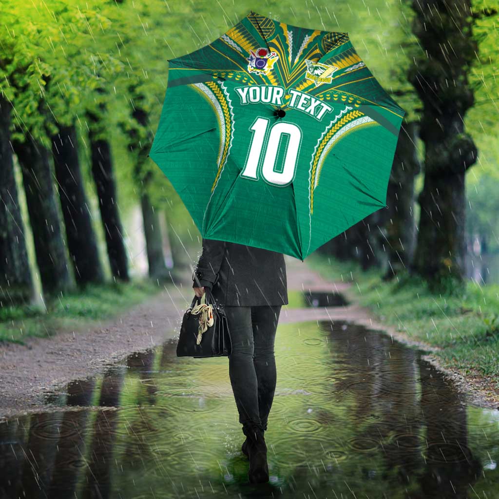 Custom Cook Islands Rugby Umbrella Tatau Art Sport Style Green Color