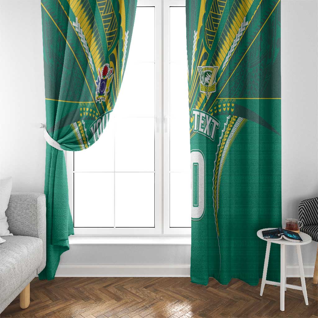 Custom Cook Islands Rugby Window Curtain Tatau Art Sport Style Green Color