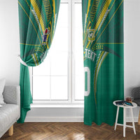 Custom Cook Islands Rugby Window Curtain Tatau Art Sport Style Green Color