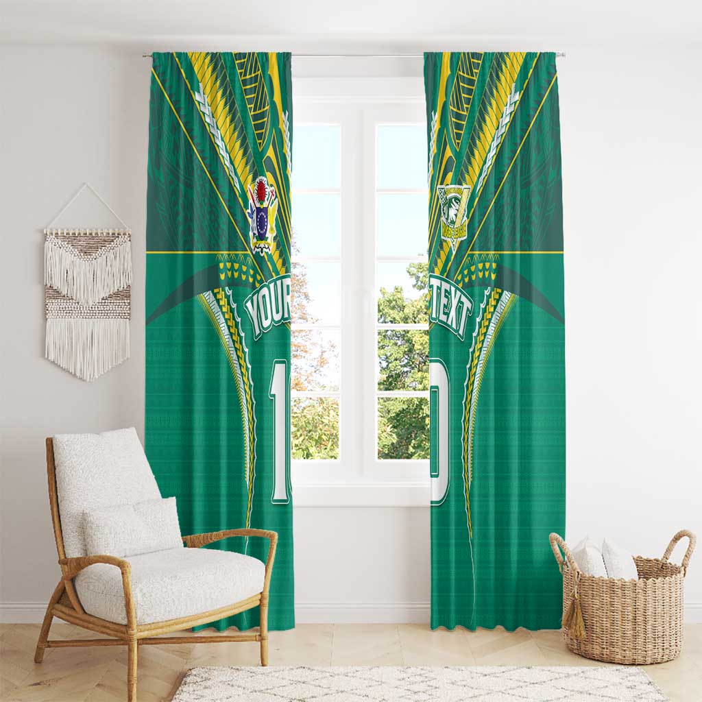 Custom Cook Islands Rugby Window Curtain Tatau Art Sport Style Green Color
