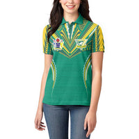 Custom Cook Islands Rugby Women Polo Shirt Tatau Art Sport Style Green Color