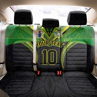 Custom Cook Islands Rugby Back Car Seat Cover Tatau Art Sport Style Black Color LT03 - Polynesian Pride