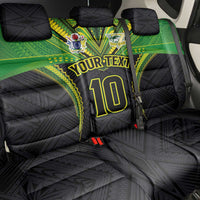 Custom Cook Islands Rugby Back Car Seat Cover Tatau Art Sport Style Black Color LT03 - Polynesian Pride