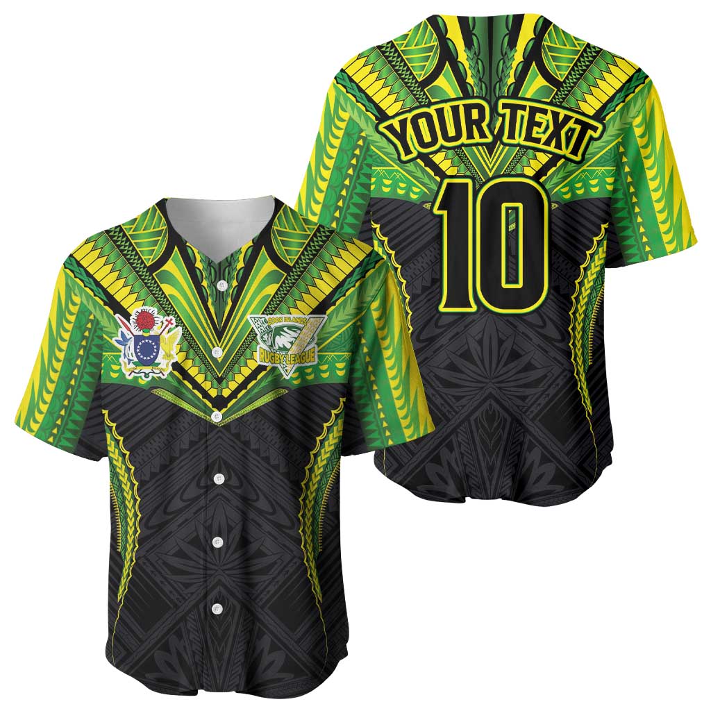 Custom Cook Islands Rugby Baseball Jersey Tatau Art Sport Style Black Color