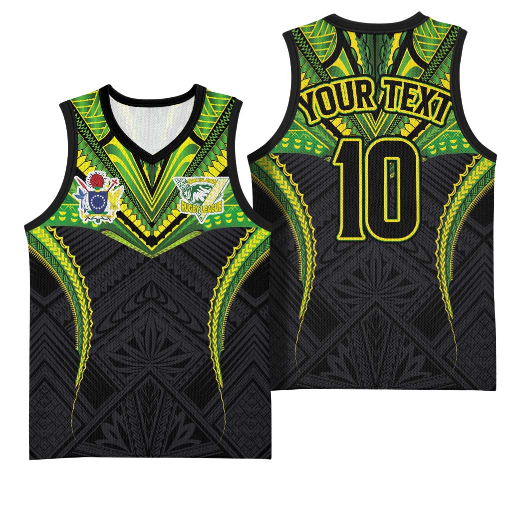 Custom Cook Islands Rugby Basketball Jersey Tatau Art Sport Style Black Color LT03 - Polynesian Pride