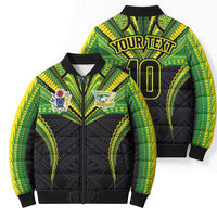 Custom Cook Islands Rugby Bomber Puffer Jacket Tatau Art Sport Style Black Color