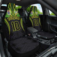 Custom Cook Islands Rugby Car Seat Cover Tatau Art Sport Style Black Color