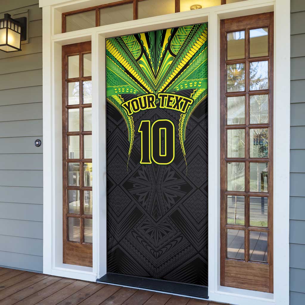 Custom Cook Islands Rugby Door Cover Tatau Art Sport Style Black Color