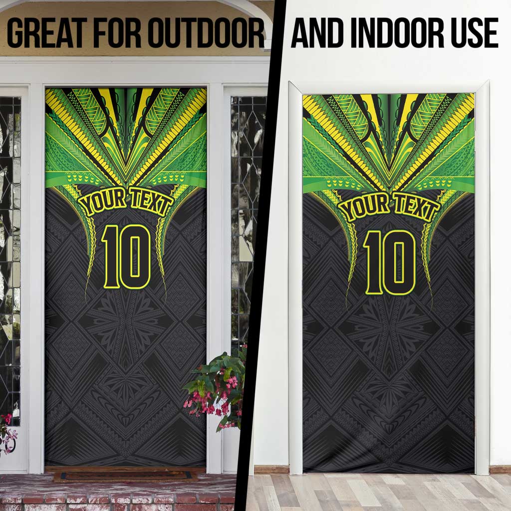 Custom Cook Islands Rugby Door Cover Tatau Art Sport Style Black Color