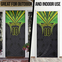 Custom Cook Islands Rugby Door Cover Tatau Art Sport Style Black Color