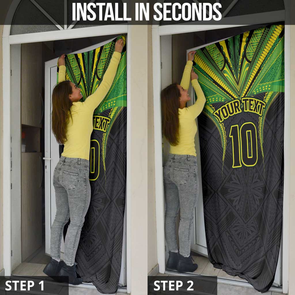 Custom Cook Islands Rugby Door Cover Tatau Art Sport Style Black Color