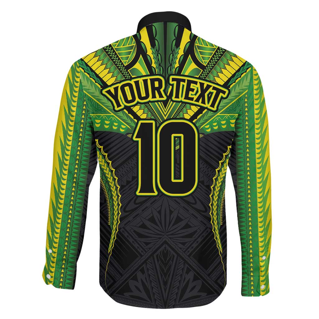 Custom Cook Islands Rugby Family Matching Long Sleeve Bodycon Dress and Hawaiian Shirt Tatau Art Sport Style Black Color