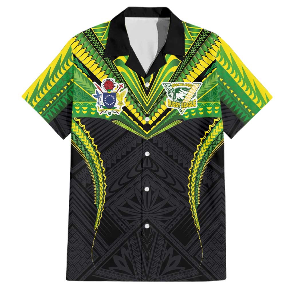 Custom Cook Islands Rugby Family Matching Off Shoulder Short Dress and Hawaiian Shirt Tatau Art Sport Style Black Color