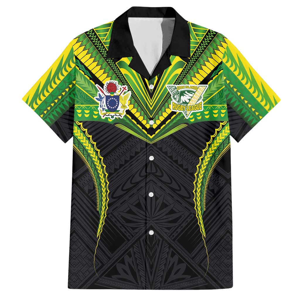 Custom Cook Islands Rugby Hawaiian Shirt Tatau Art Sport Style Black Color LT03 Black - Polynesian Pride
