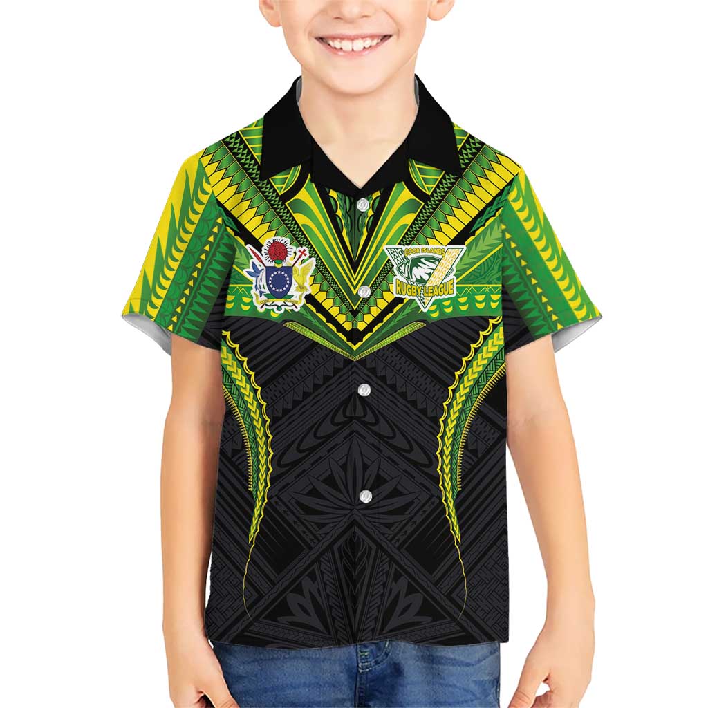 Custom Cook Islands Rugby Hawaiian Shirt Tatau Art Sport Style Black Color LT03 - Polynesian Pride
