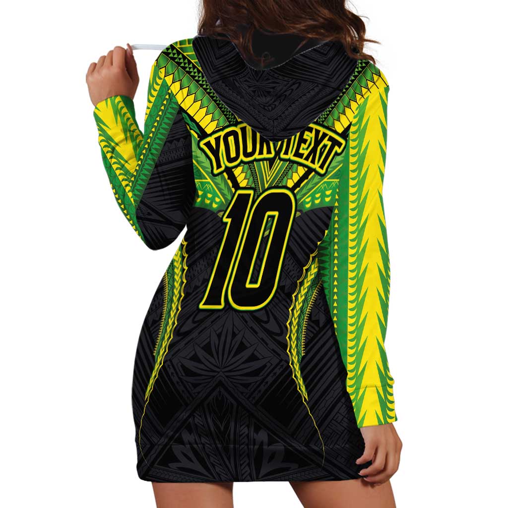 Custom Cook Islands Rugby Hoodie Dress Tatau Art Sport Style Black Color