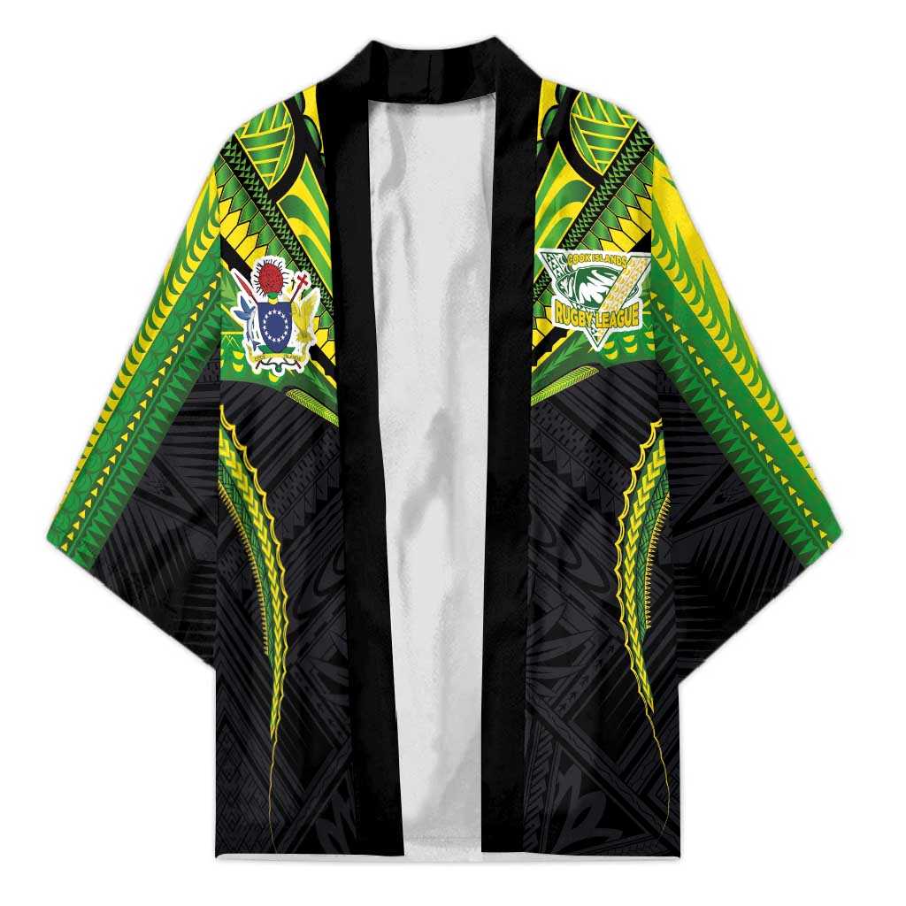 Custom Cook Islands Rugby Kimono Tatau Art Sport Style Black Color