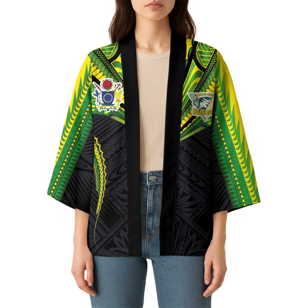 Custom Cook Islands Rugby Kimono Tatau Art Sport Style Black Color