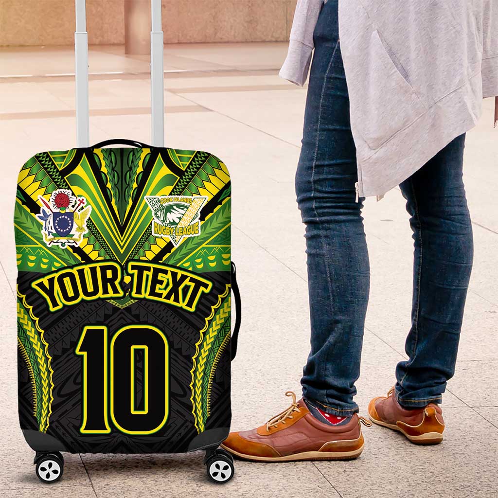 Custom Cook Islands Rugby Luggage Cover Tatau Art Sport Style Black Color LT03 Black - Polynesian Pride