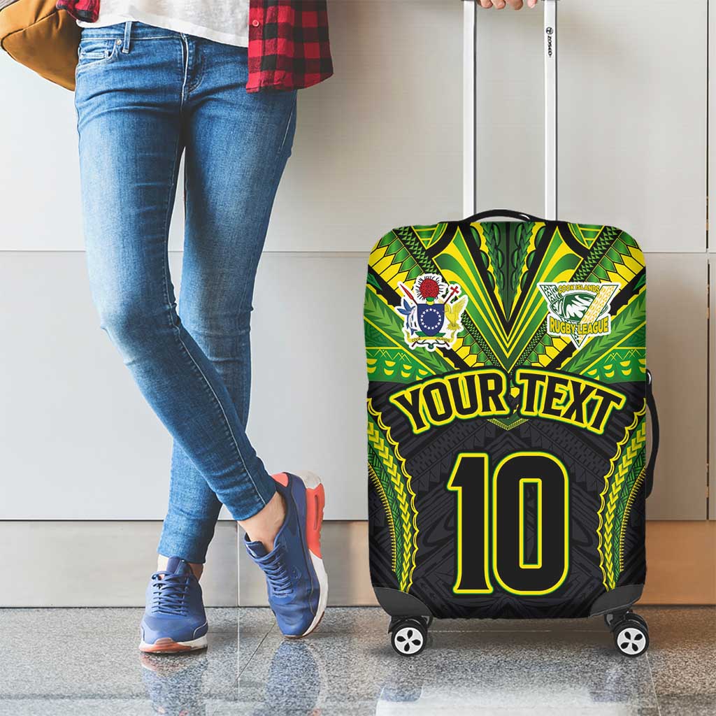 Custom Cook Islands Rugby Luggage Cover Tatau Art Sport Style Black Color LT03 - Polynesian Pride