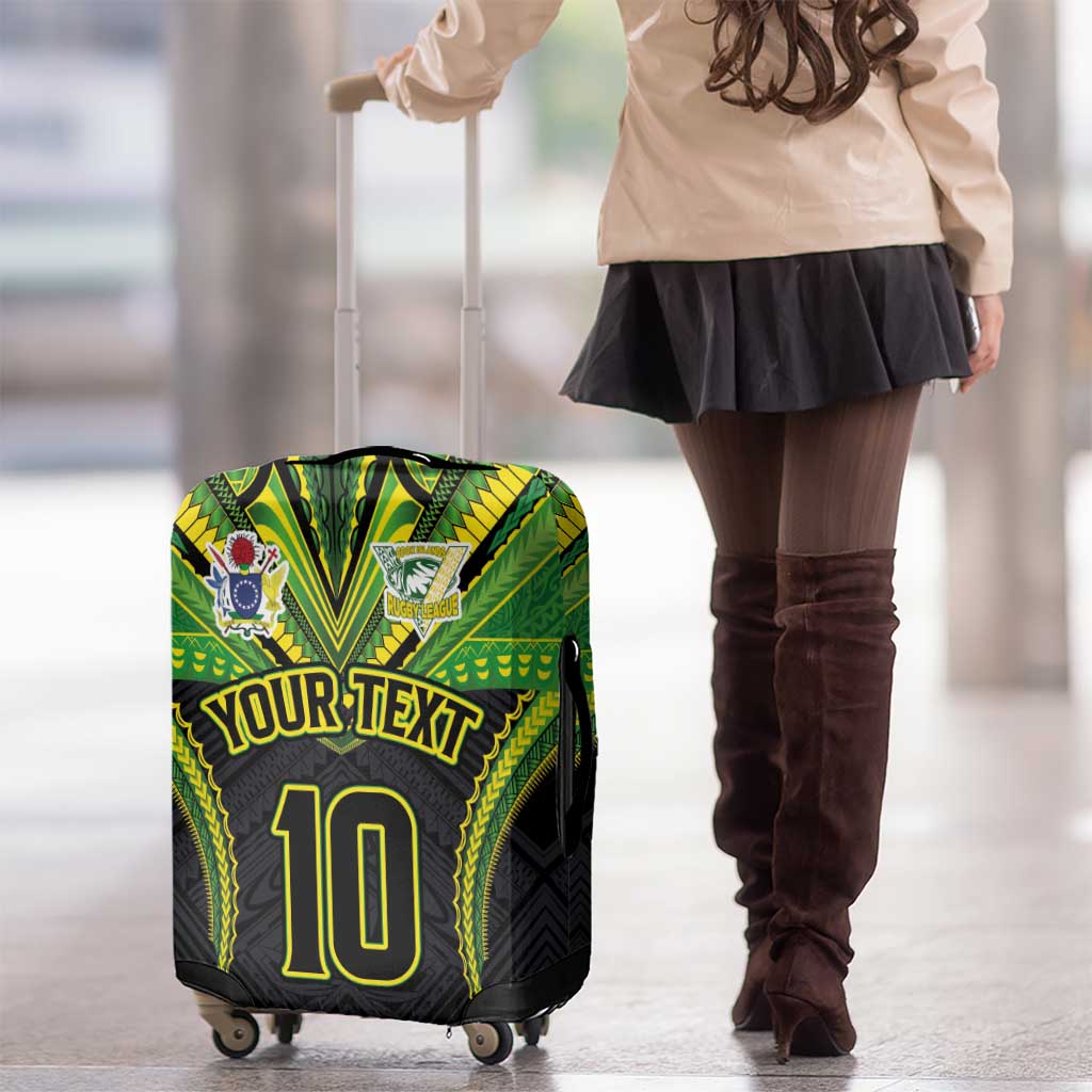 Custom Cook Islands Rugby Luggage Cover Tatau Art Sport Style Black Color LT03 - Polynesian Pride