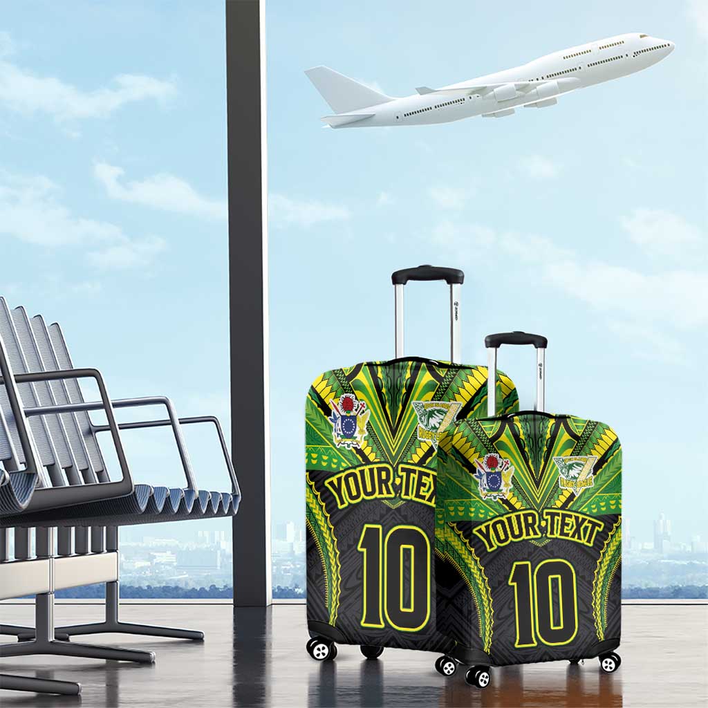 Custom Cook Islands Rugby Luggage Cover Tatau Art Sport Style Black Color LT03 - Polynesian Pride