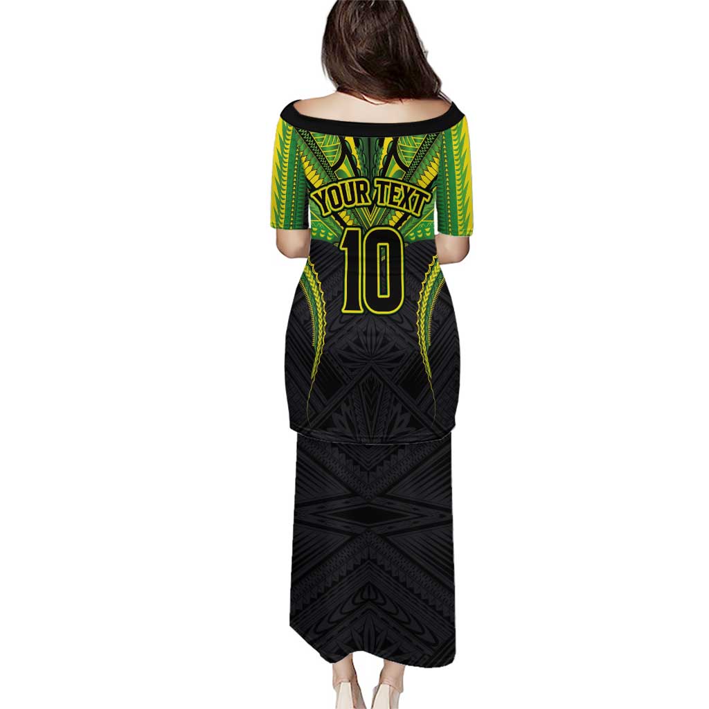 Custom Cook Islands Rugby Puletasi Tatau Art Sport Style Black Color
